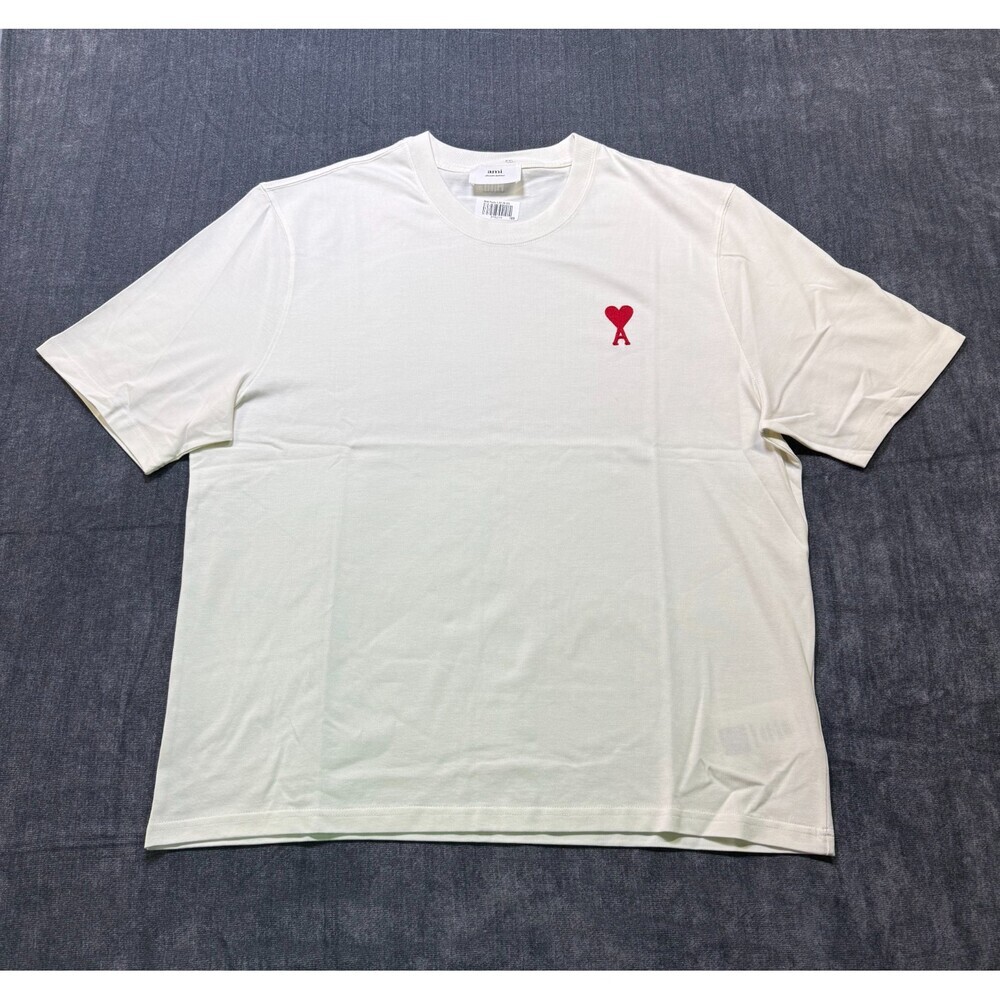 NWT Ami T-Shirt Men's 2XL White Short Sleeve Crew Neck Pullover Lightweight